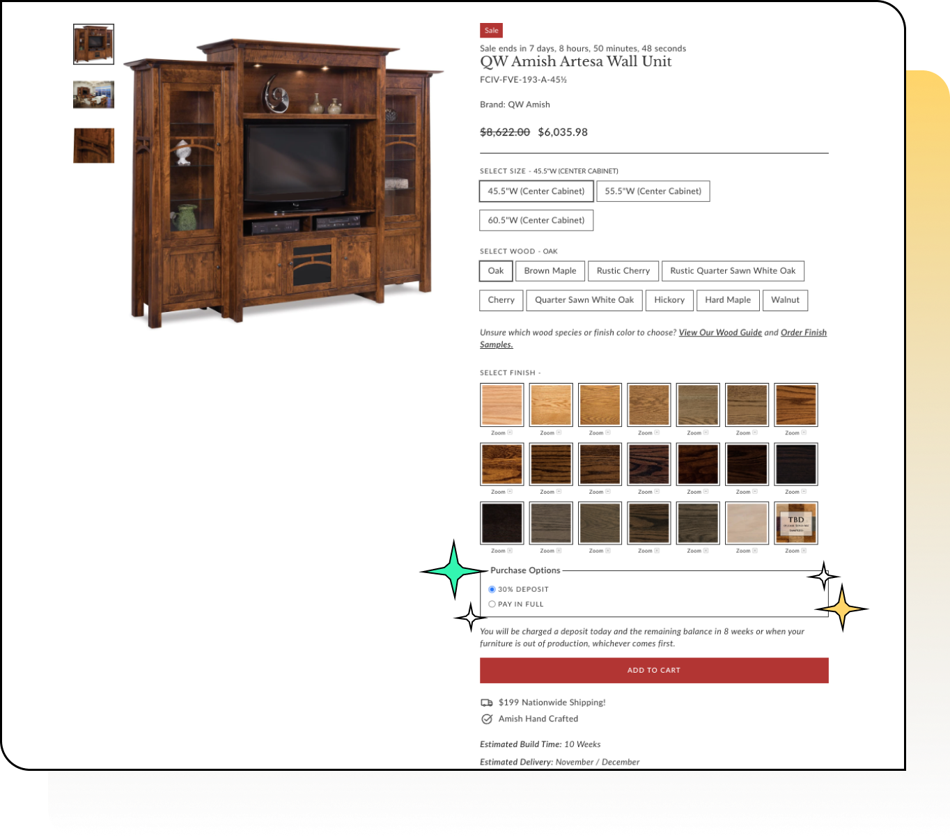 Quality Wood Amish Store Deposits on Shopify